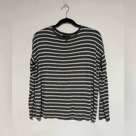 Eileen Fisher Tencel/Merino Wool Striped Crewneck Sweater Size XS - Picture 1 of 8